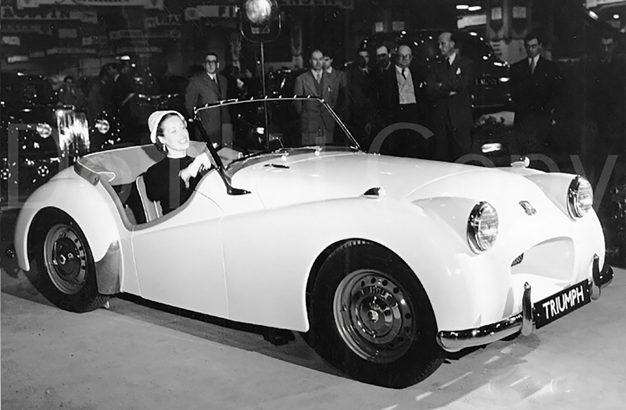 White vintage triumph TR2